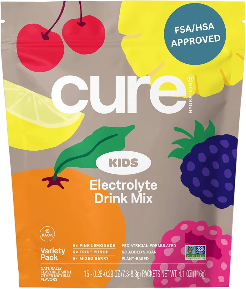 Cure Hydration: Kids Electrolyte Drink Powder Variety Pack (15 Packets)