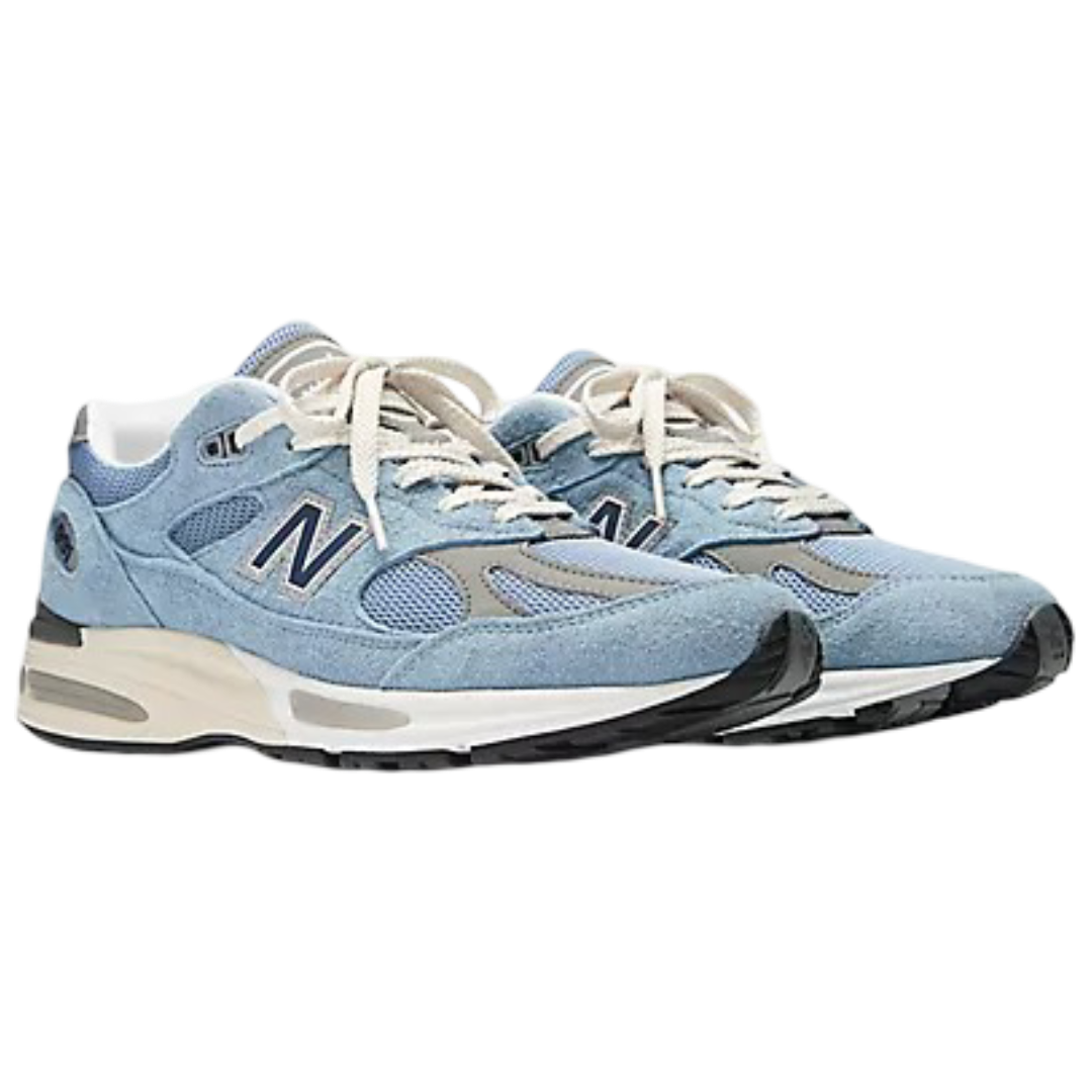 Made in UK 991v2 Grounded Pastels Shoes (Celestial Blue with Faded Denim & Moon Mist)