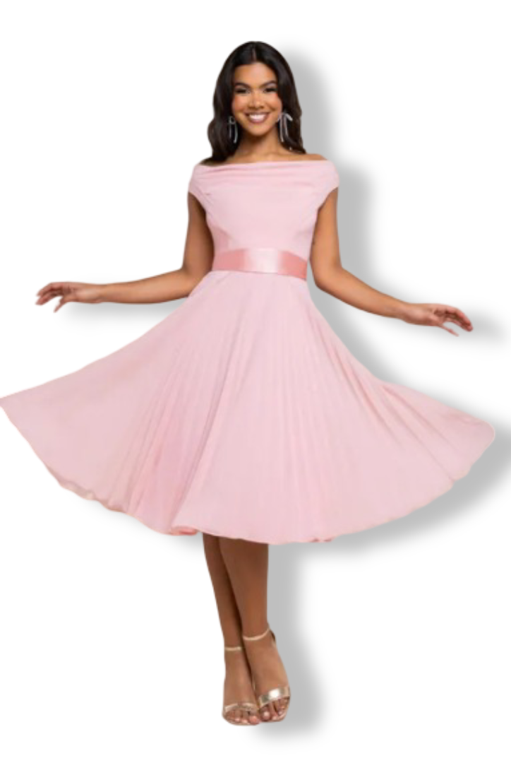 Women's Cowl Neck A-Line Chiffon Dress (Light Beige)