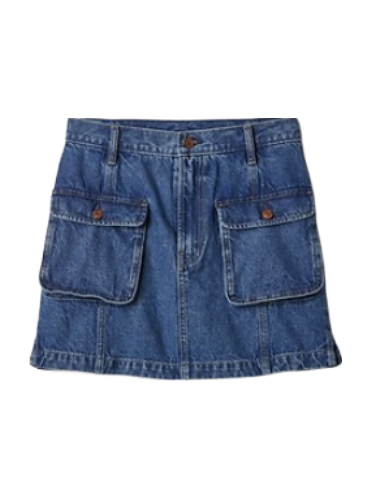 Denim Cargo Mini Skirt (Blue)