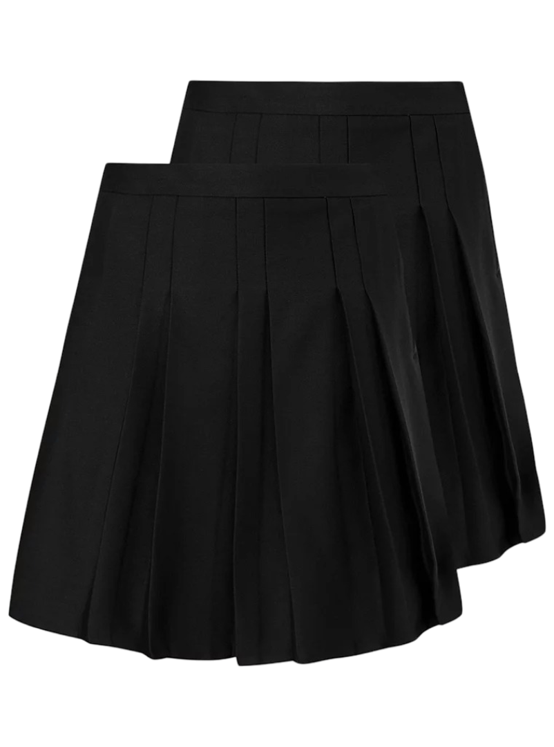 Senior Box Pleat School Skirts - Pack of 2 (Black)