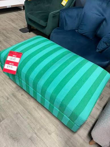 Zoe Square Footstool Linford Stripe (Blue)