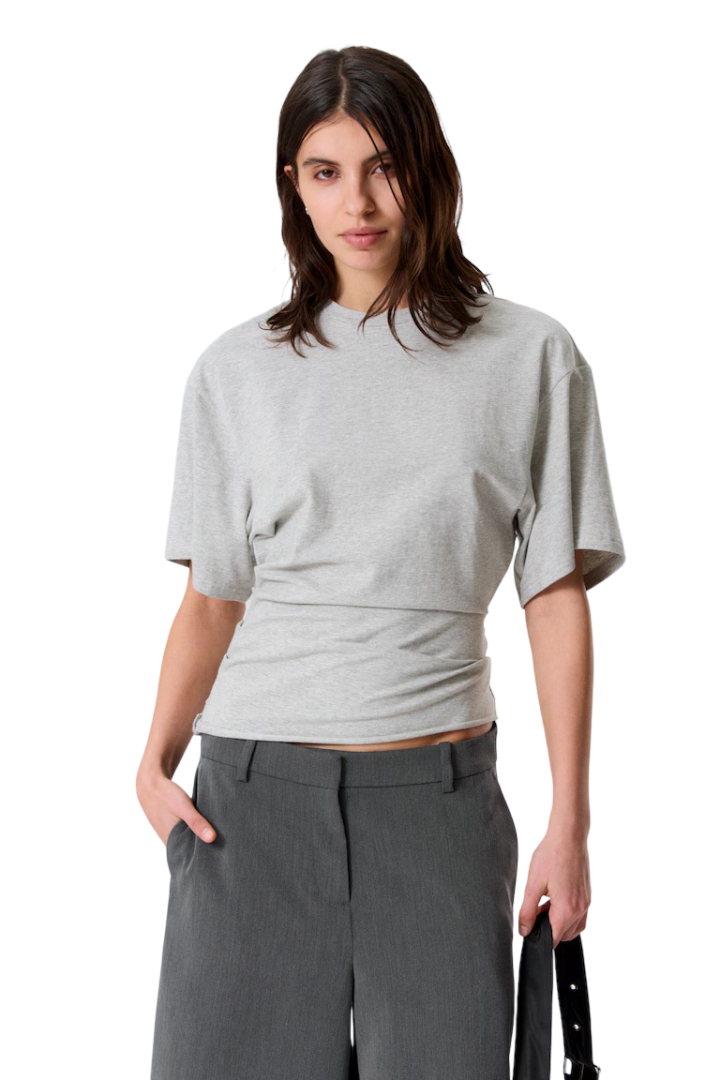 Draped Fitted T-Shirt (Grey Melange)