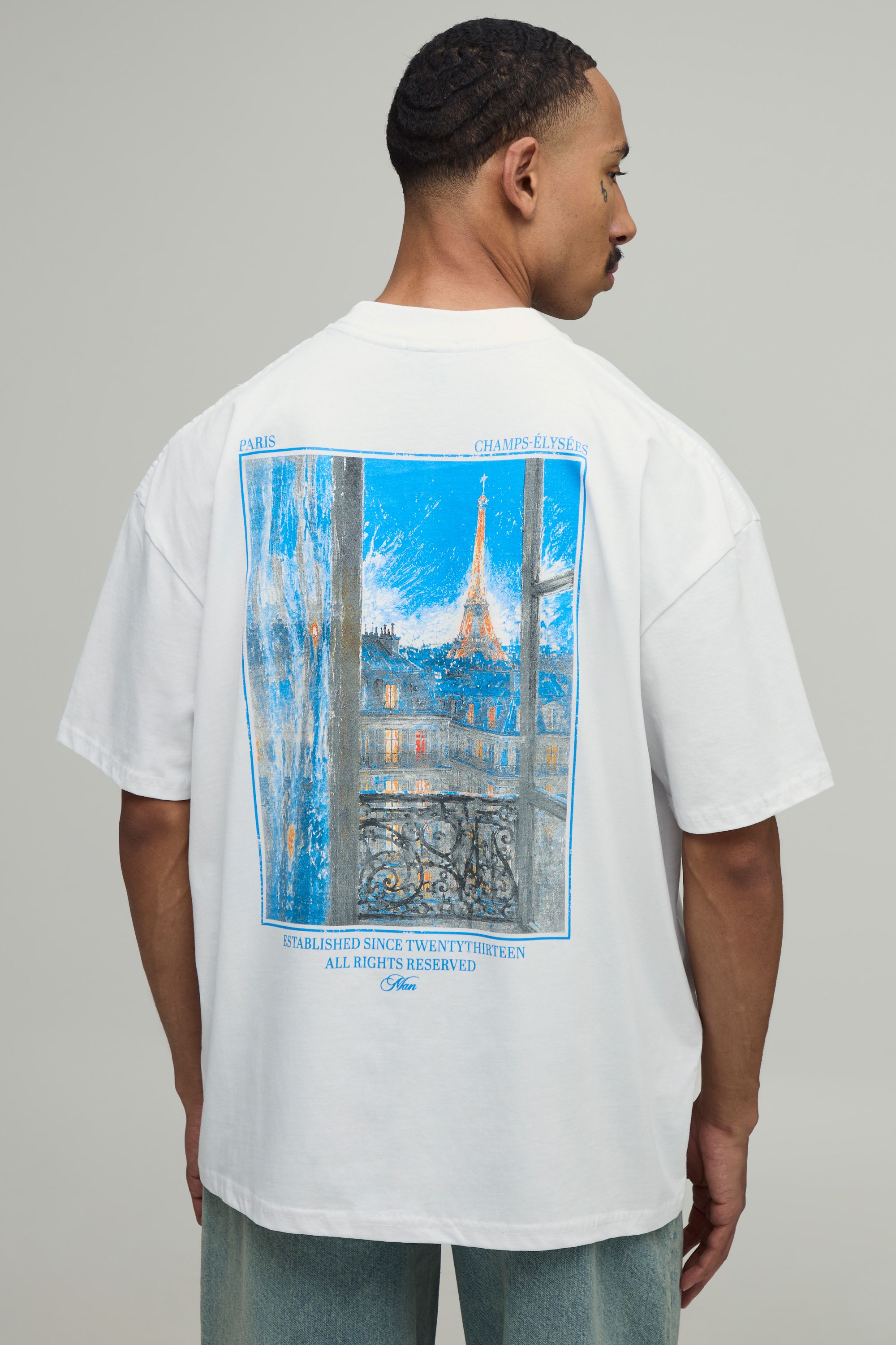 Oversized Paris Photographic Print T-Shirt (White)
