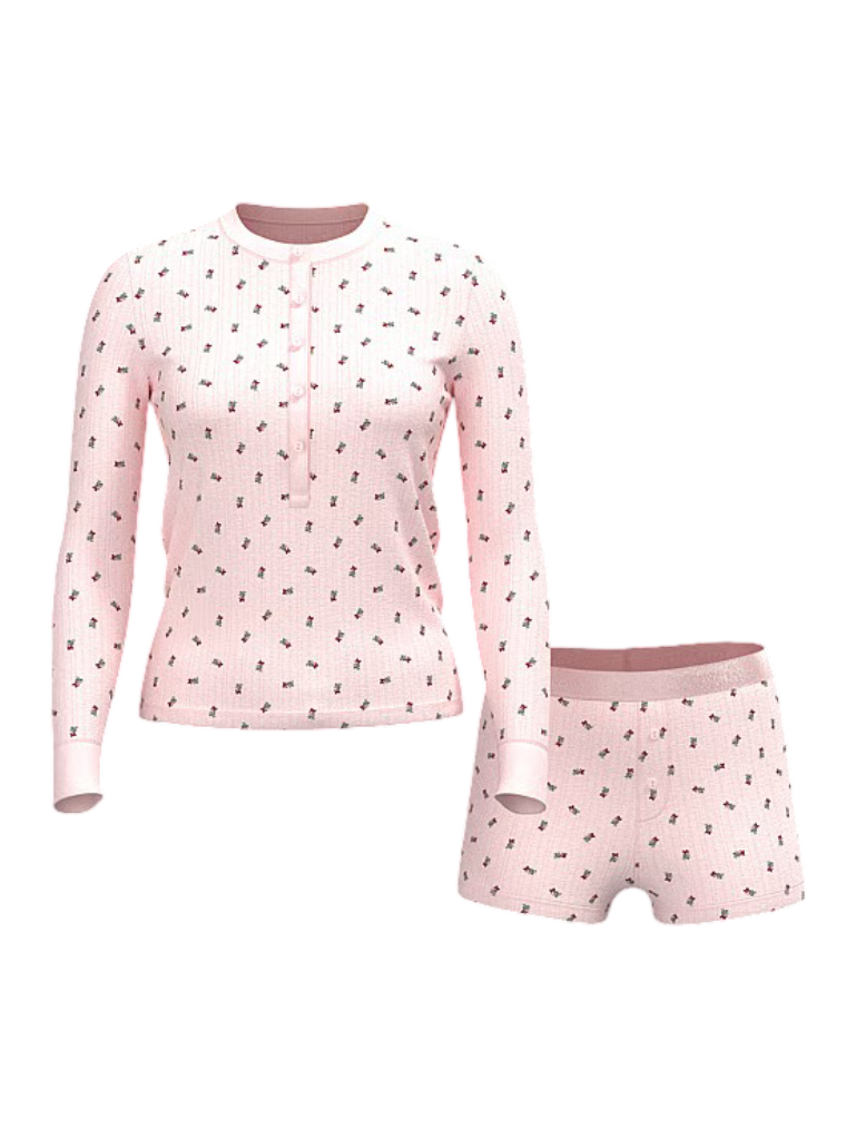 Cozy Pointelle Henley Short Pajama Set