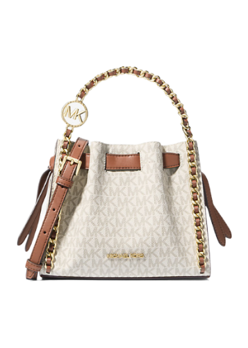 Mina Small Signature Logo Chain Crossbody Bag (Vanilla)