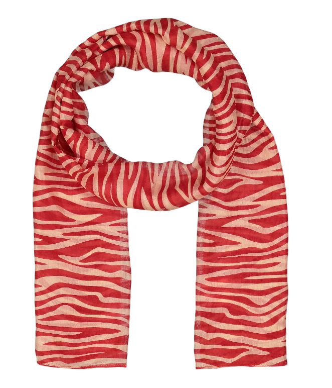 Sharco: Women's Silk Zebra Strip Scarf (Red)