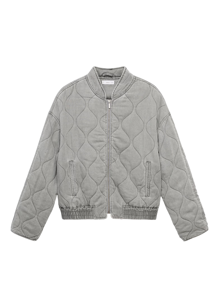 Padded Denim Jacket (Gray)