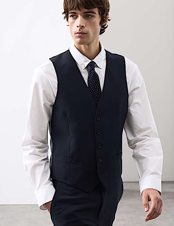 Men's Wool Rich Performance Waistcoat (Navy)