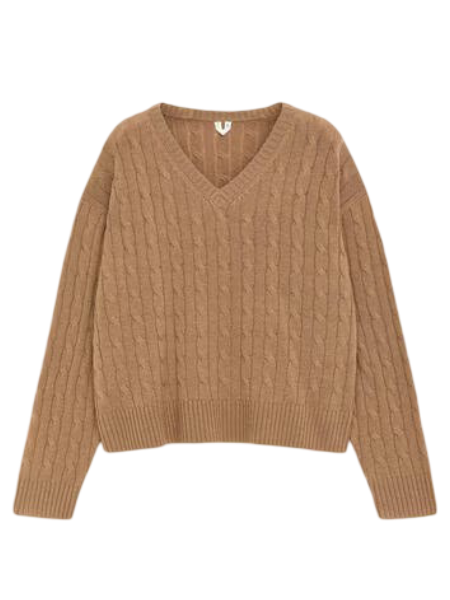 Women's V-Neck Sweater (Beige)