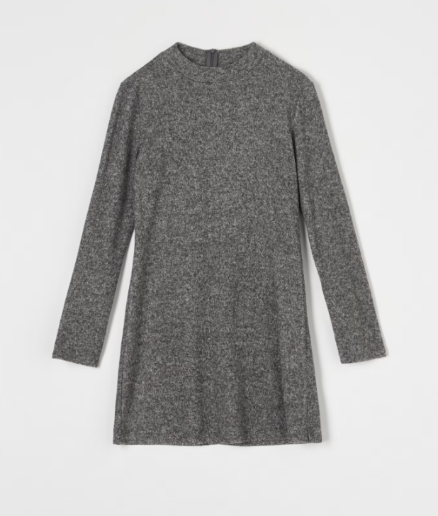 Women's Mini Dress With Stand Collar and Fabric Scarf