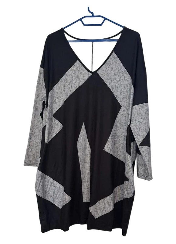 EARO: Women’s Abstract Tunic Dress Top (Black)