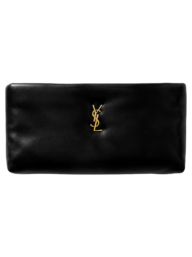 Saint Laurent: Calypso Long Padded Leather Pouch (Black)
