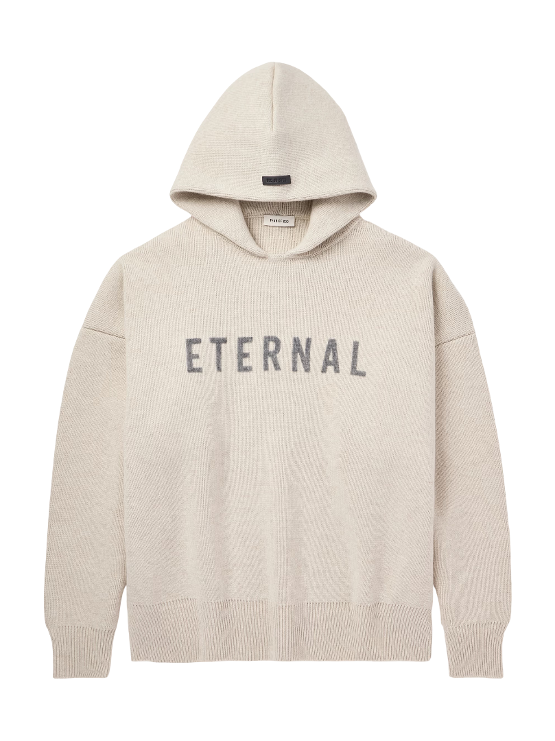 Fear of God: Eternal Oversized Logo-Jacquard Merino Wool Hoodie (Beige)