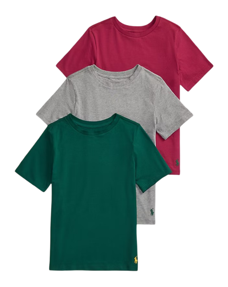 Boy's Stretch Cotton Crewneck Jersey (Pack of 3)