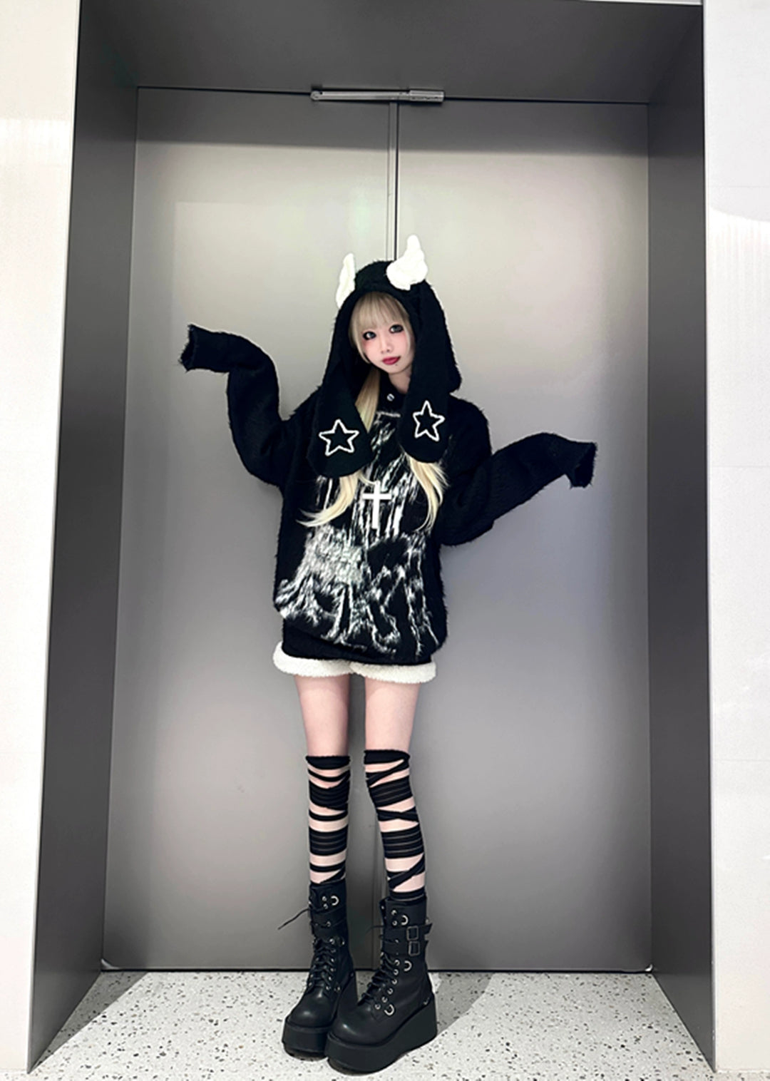 Jirai Kei: Bunny Wing Printed Sweater
