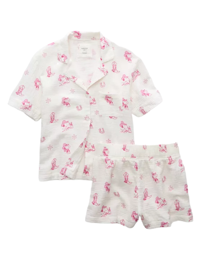 AE Snoopy Western Cotton Gauze PJ Set (White)