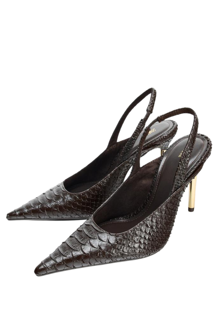 Embossed Slingback Heels