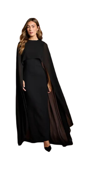 Coast: Cape Sleeve Maxi Dress - Black
