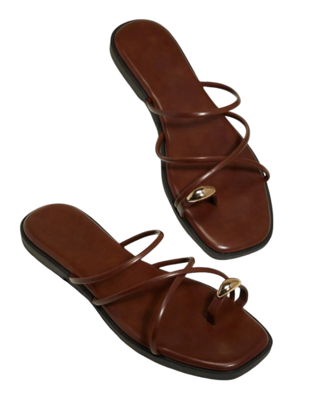 Women's Sleek Lustrous Textured Thong Slides