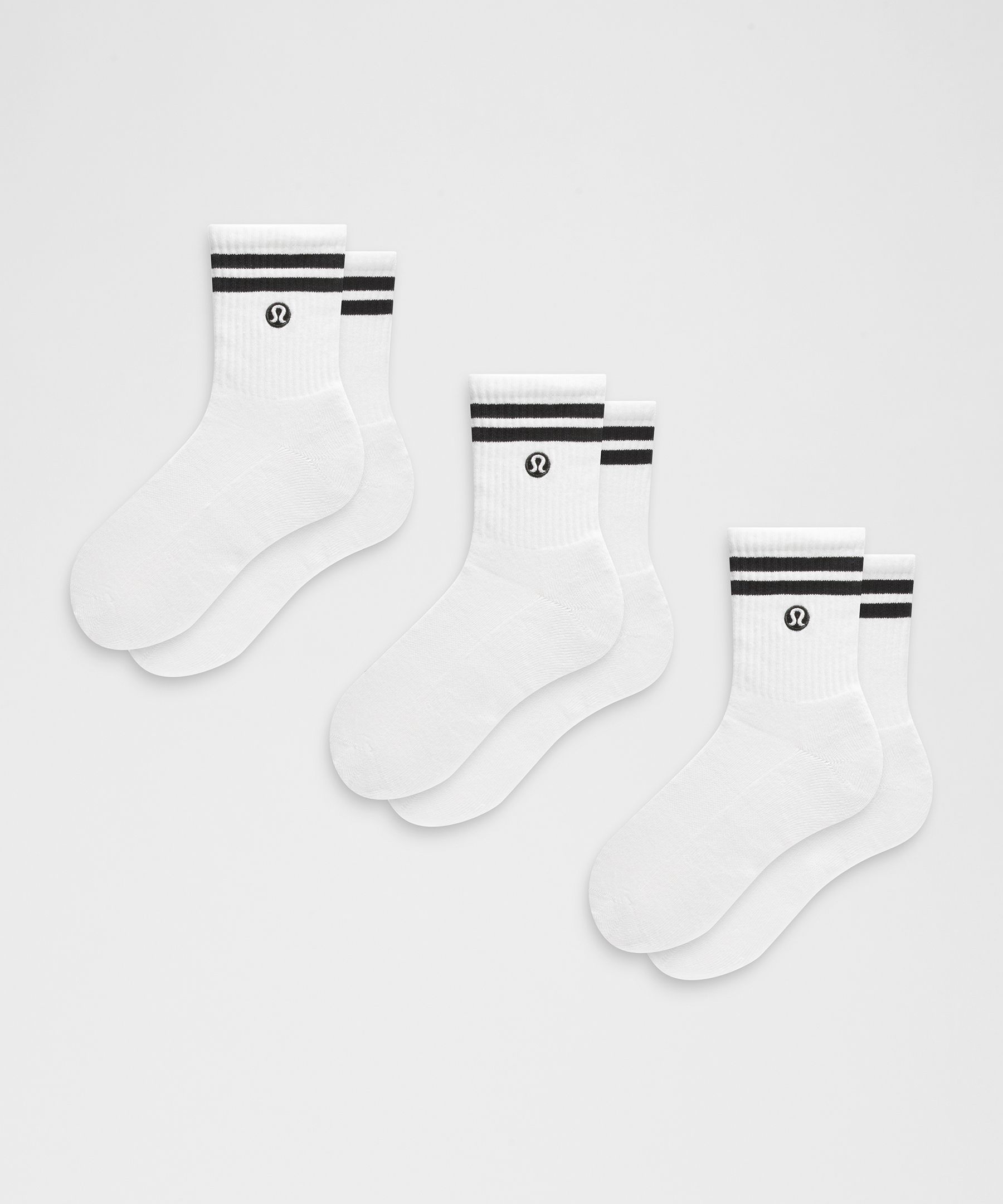 Unisex Daily Essential Quarter Socks (Stripe, 3-Pack)
