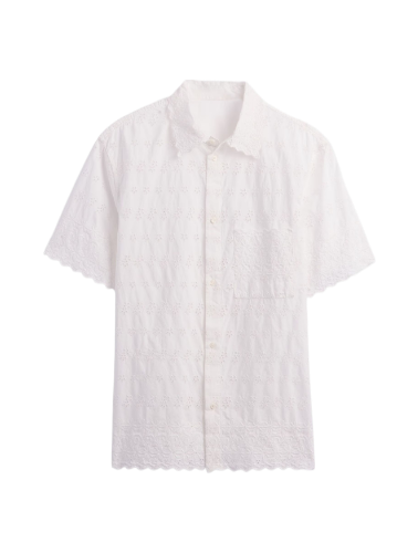 DÔEN Eyelet Short Sleeve Shirt (White)