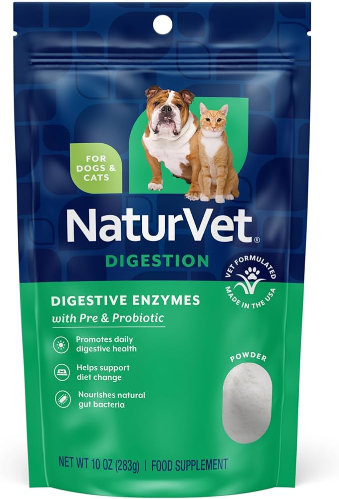 NaturVet: Digestive Enzymes Plus Probiotic Powder for Dogs & Cats (283g)