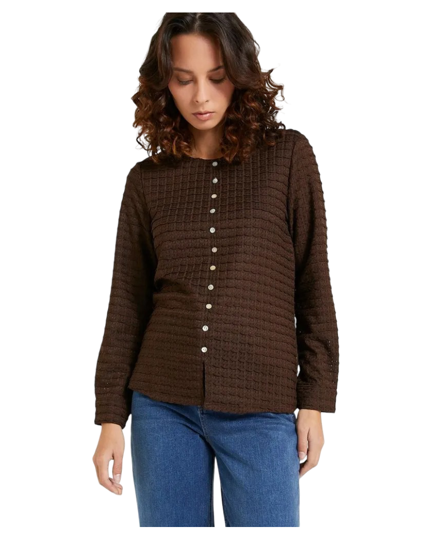 Gallery Button Frill Top (Brown)