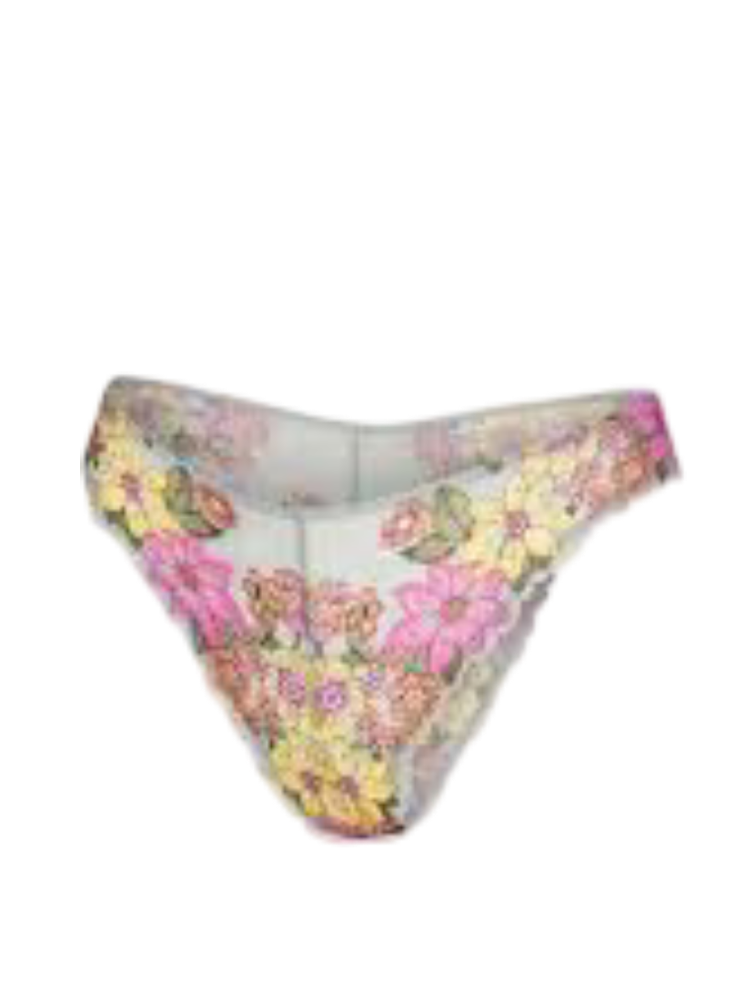 Mod Poppy Lace Brazilian Panty (Morning Grey Floral Lace)