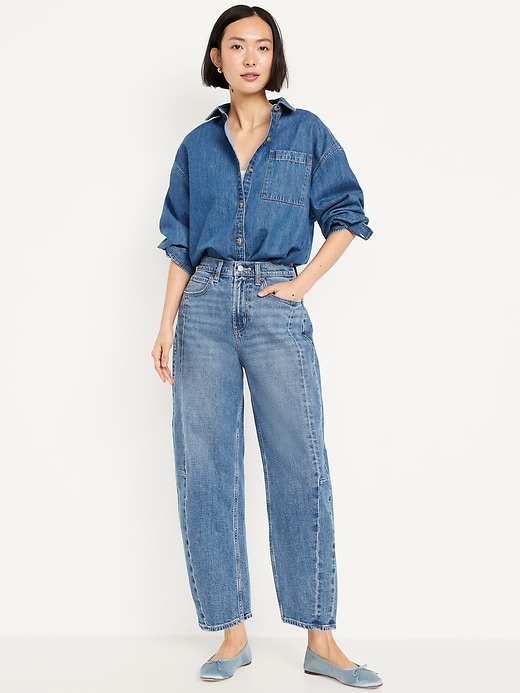 Women's High-Waisted Barrel Ankle Jeans
