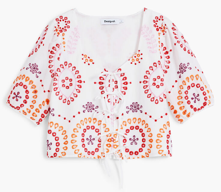 Women's Printed Boho Tie Blouse