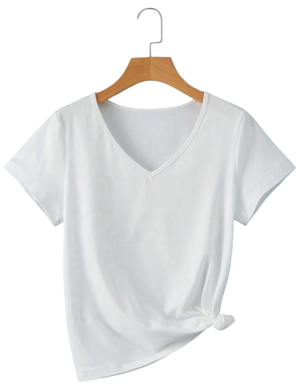 Inawly: Women's Solid V Neck Tee