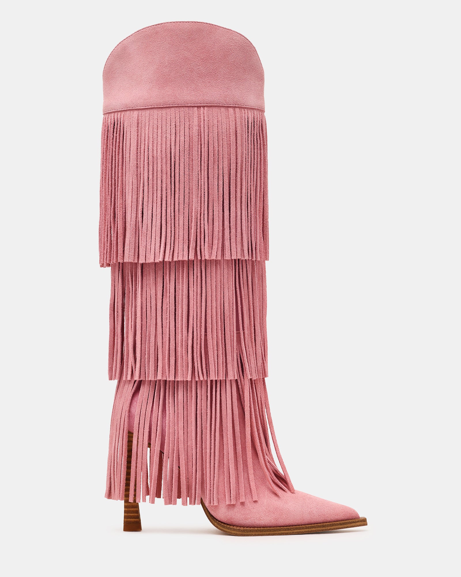 Women's Kinzee: Fringe Boots (Pink Suede)