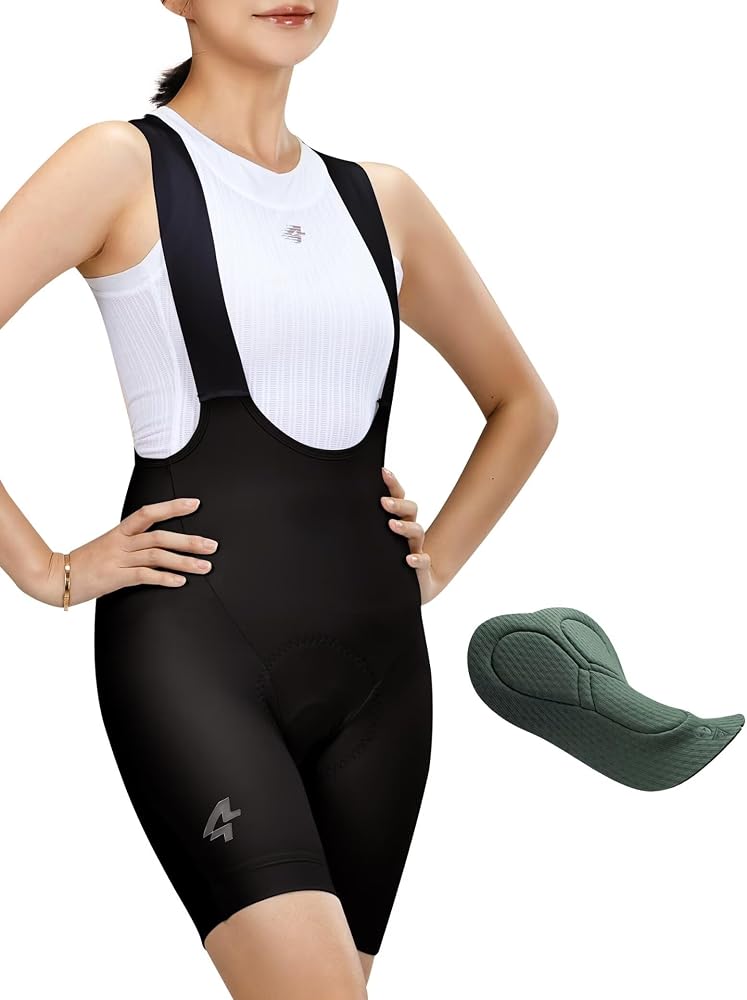 Women's Bike Bibs Padded for Long-Distance Road Cycling UPF 50+ (Black)
