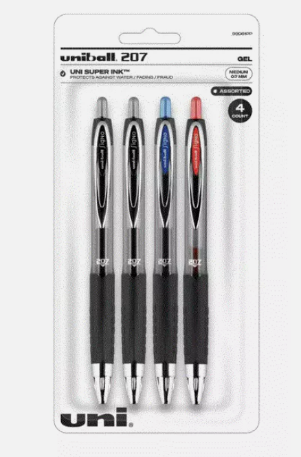 Uni-ball 207: Medium Point Gel Pens (Pack Of 4)