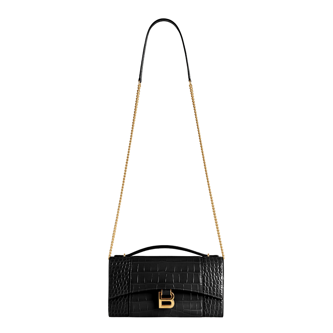 Women's Hourglass Pochette With Chain in Black
