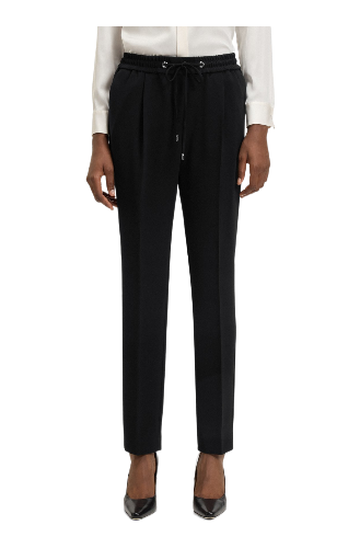 Regular-Fit Trousers In Japanese Crepe (Black)