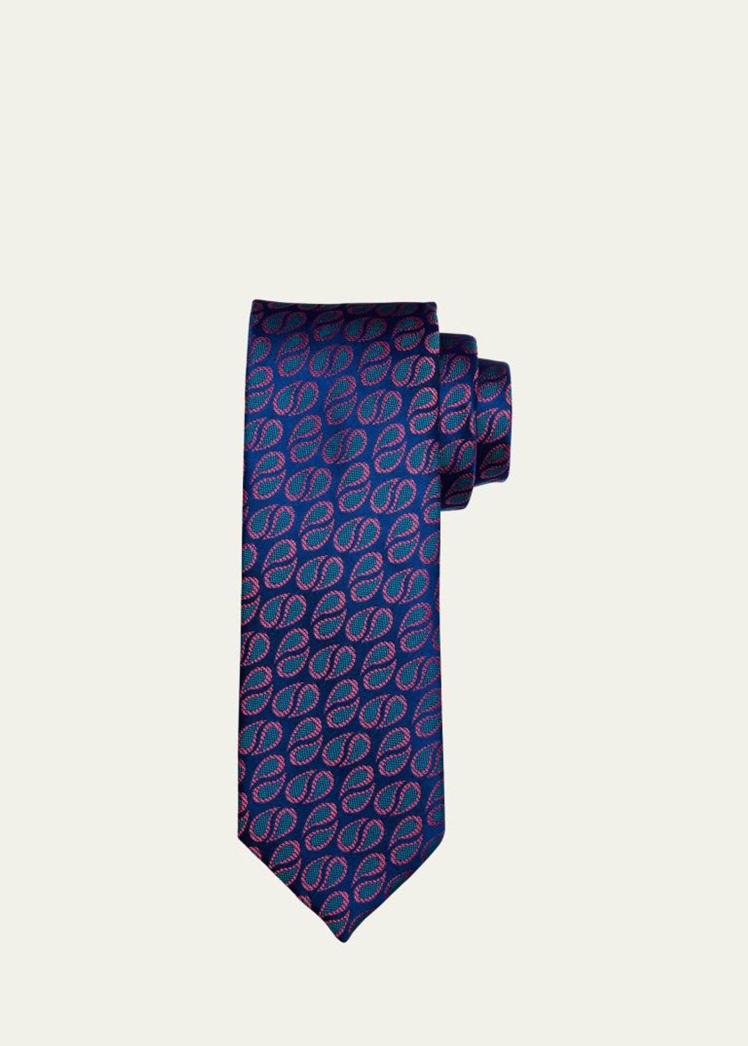 Men's Charvet: Geometric Abstract Line Silk Tie