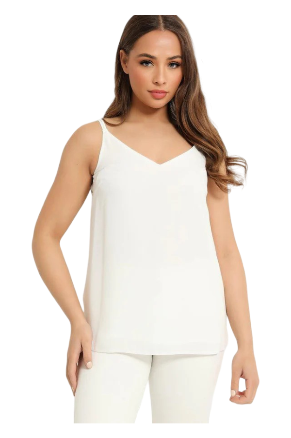 Women's Lightweight Crossover Back Cami Top (White)