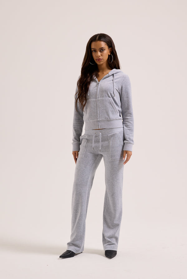 Women's Classic Velour Del Ray Pocketed Bottoms (Silver Marl)