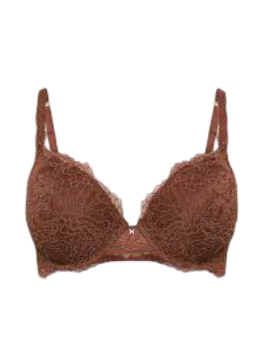 Romantic Corded Lace Padded Demi Bra (Brown Sugar Nude)