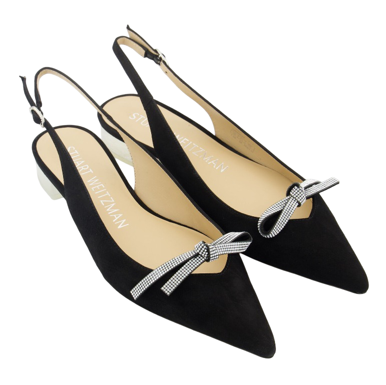Stuart Weitzman: Women's Suede Transparent Slingback Heels (Black)