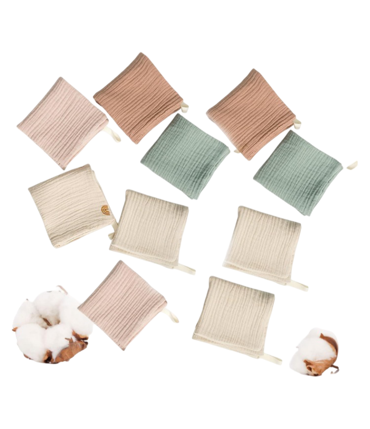 Auejacky: 10-Pack Ultra-Soft Baby Muslin Face Cloths