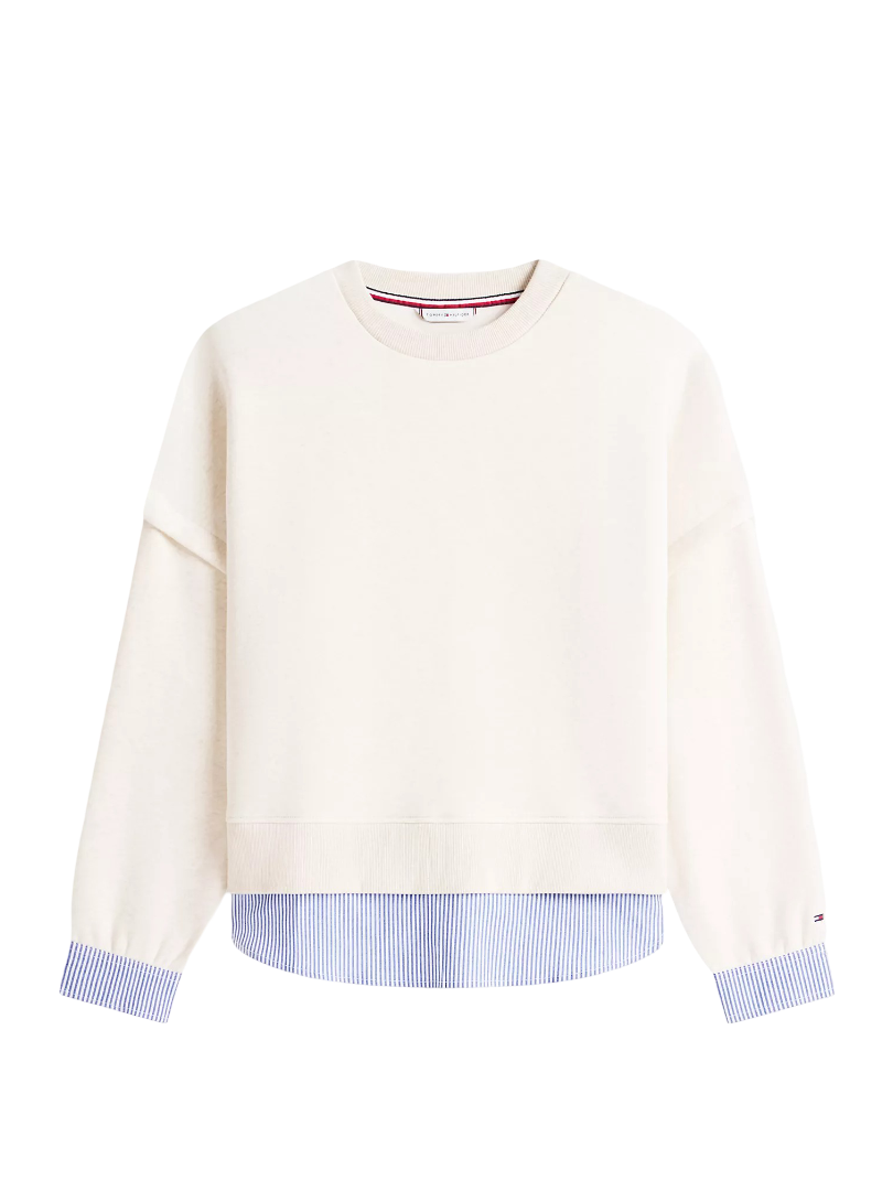Layered-Look Fleece Sweatshirt (Light Beige)