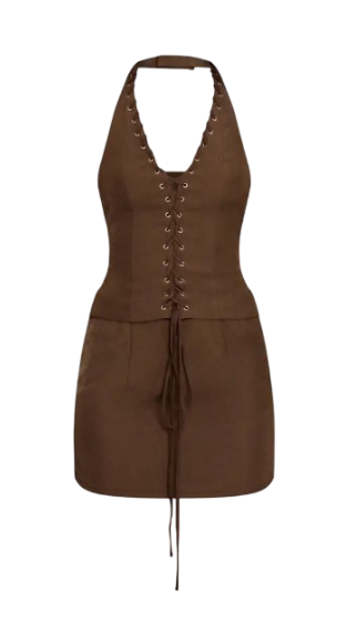 PrettyLittleThing: Woven Lace Up Mini Dress