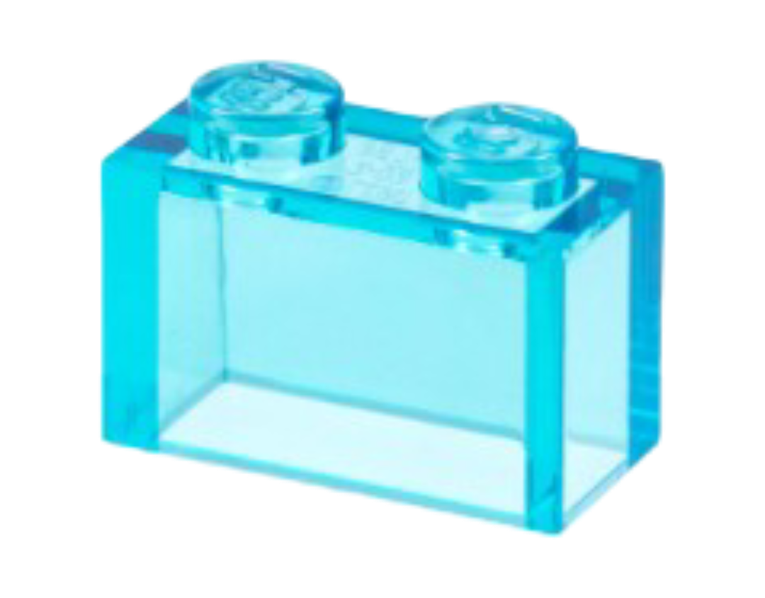 Brick - Transparent Light Blue (1x2) Without Bottom Tube