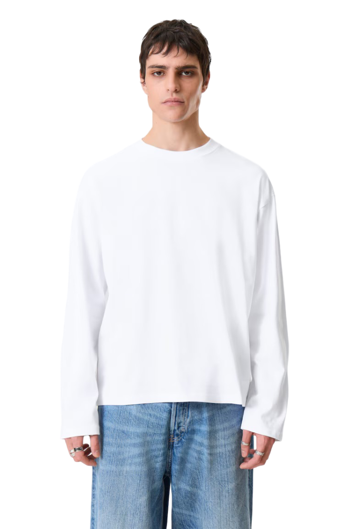 Loose Boxy Long-Sleeved T-Shirt (White)