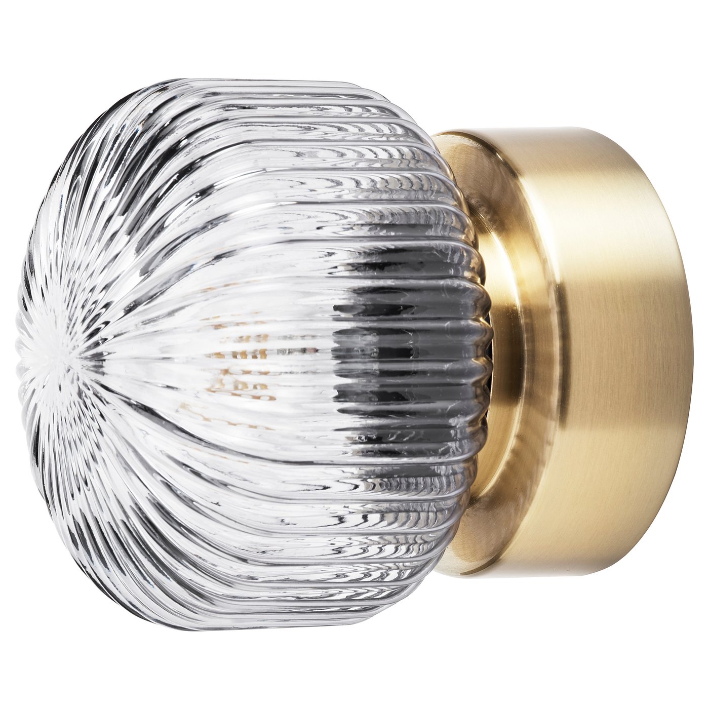 Solklint: Indoor Wall Lamp (Brass/Grey Clear Glass)