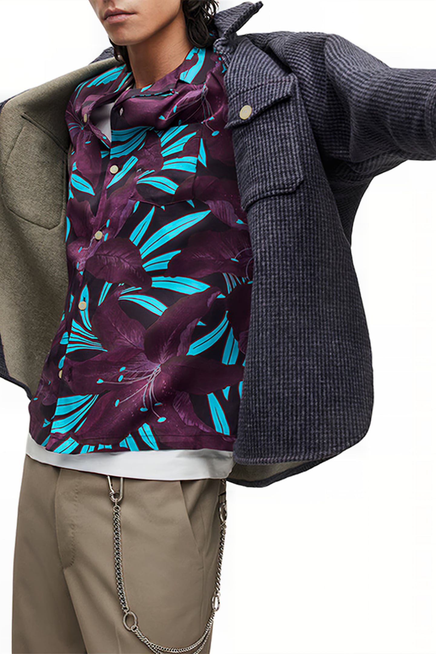 Men's AllSaints: RICHTER Long Sleeve Shirt (Cold Lilac)