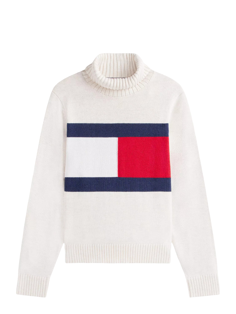 Intarsia Flag Logo Turtleneck Sweater
